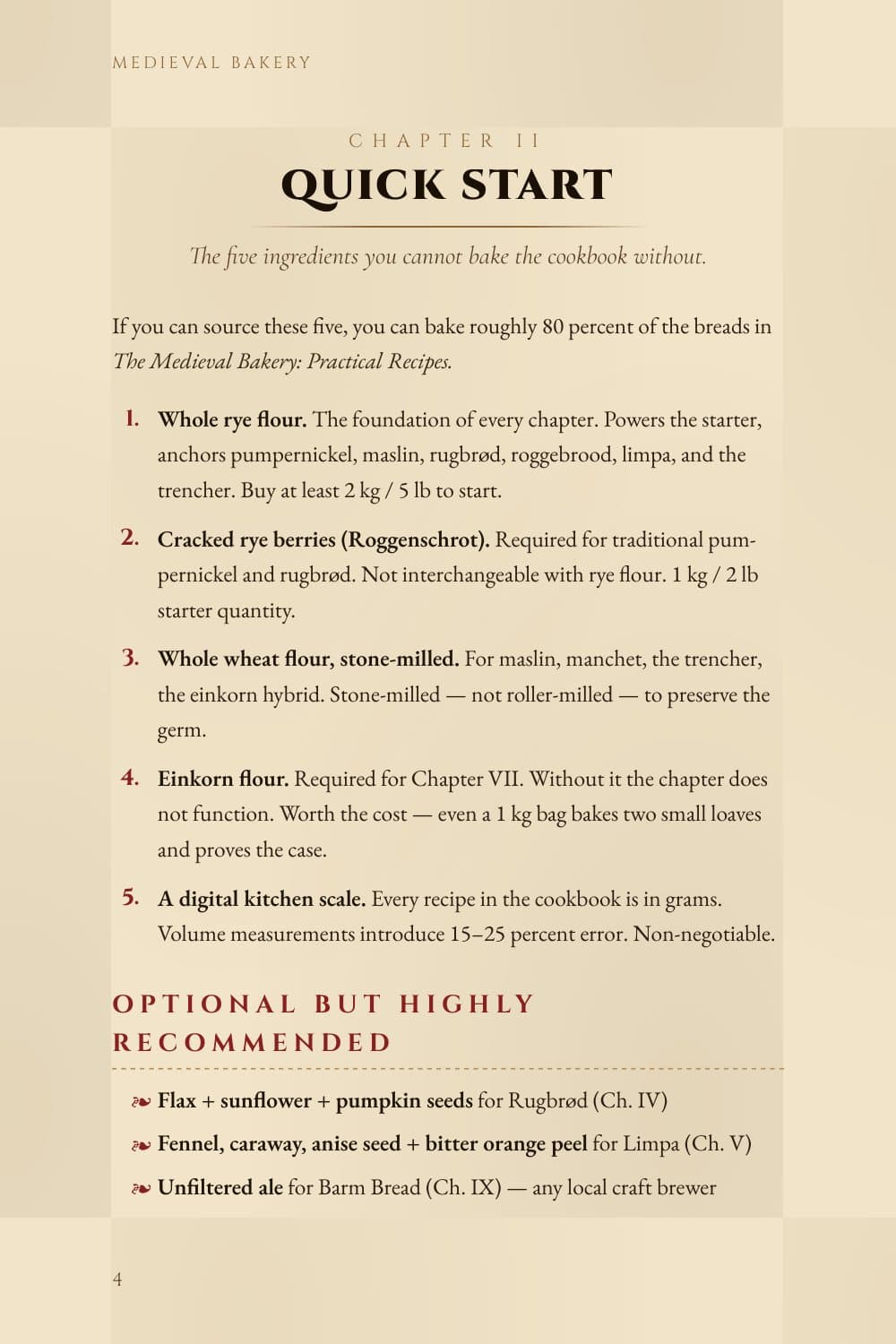 Quick start · the shopping list · page 4